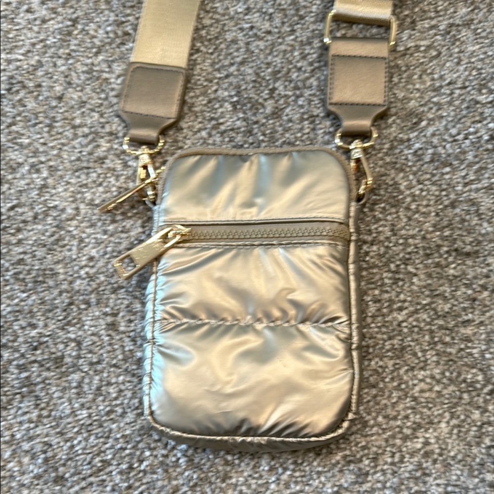 Chico's Gold Crossbody Bag with Quilted Texture
